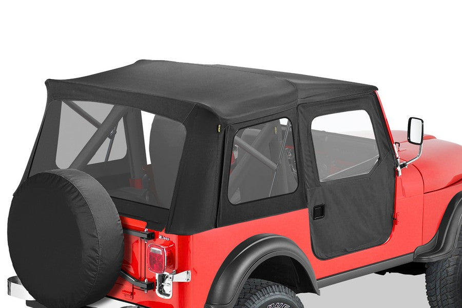 Bestop Supertop Classic Squareback Soft Top w/ Clear Windows - Black Crush - CJ5