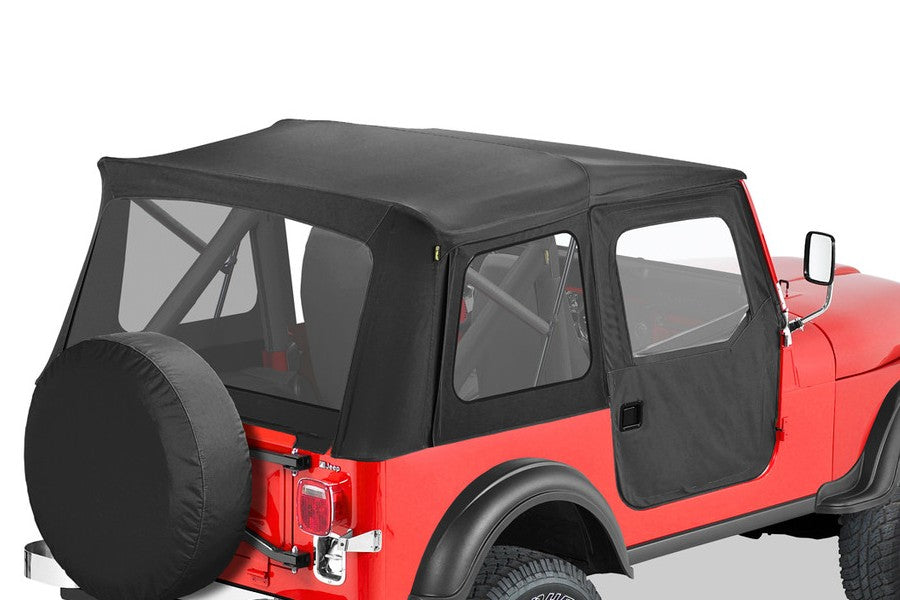 Bestop Supertop Classic Squareback Soft Top w/ Clear Windows - Black Denim - CJ5