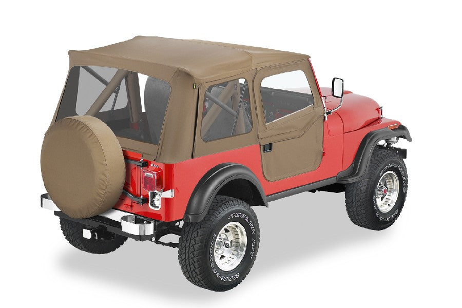Bestop Supertop Classic Squareback Soft Top - Tan w/ Clear Window - CJ5
