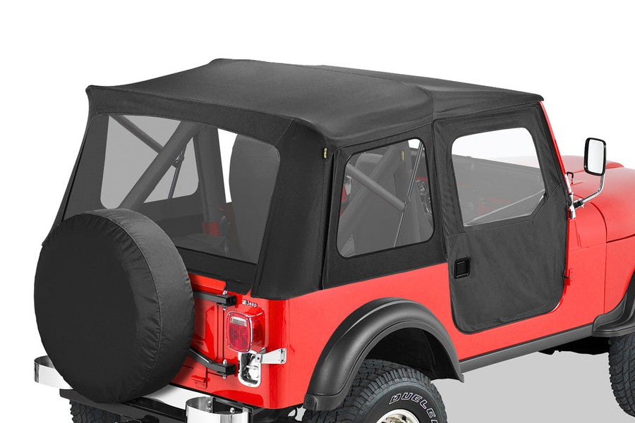 Bestop Supertop Classic Squareback Soft Top - Black Denim w/ Clear Window - CJ5