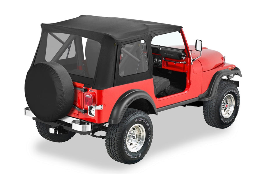 Bestop Supertop Classic Squareback Soft Top w/ Tinted Windows, Black Denim - YJ/CJ7