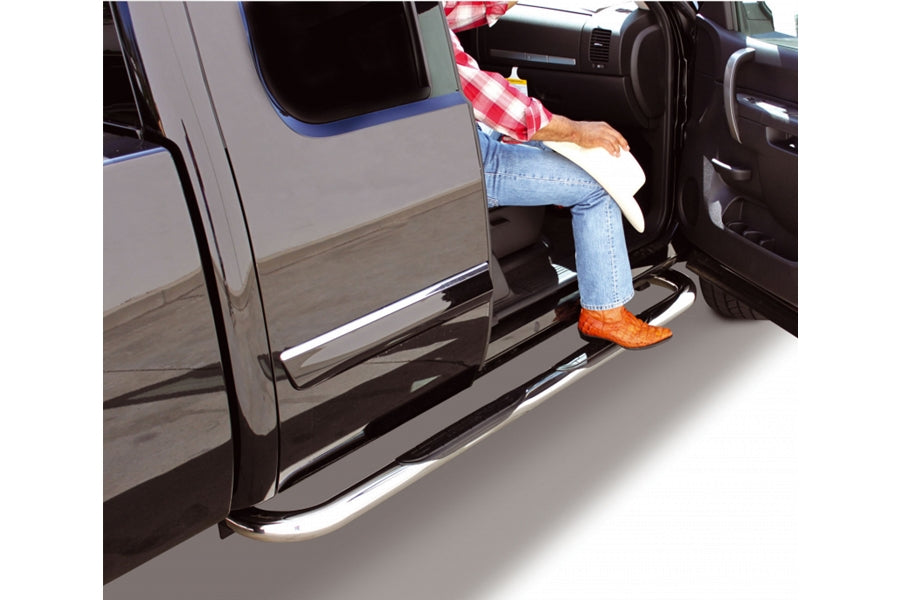 Jeep Wrangler JK 4-Door Go Rhino 4000 Series 3in Round Side Step Kit w/ Brackets - Polished