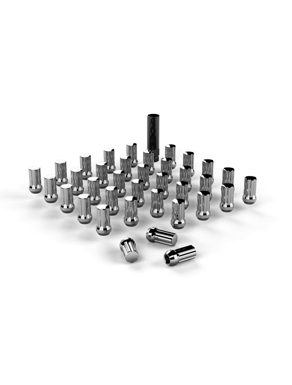 Jeep Wrangler JK 2007-2018, TeraFlex Spline Drive Lug Nut Kit, 9/16in x 18, Chrome, 36 Pieces