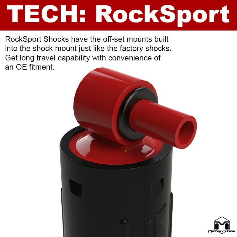 Jeep Wrangler JL 2018-2026 & Gladiator JT 2020-2026, MetalCloak RockSport RED Long Travel Shocks, JL Front or Rear, JT Front, Pair, view 3