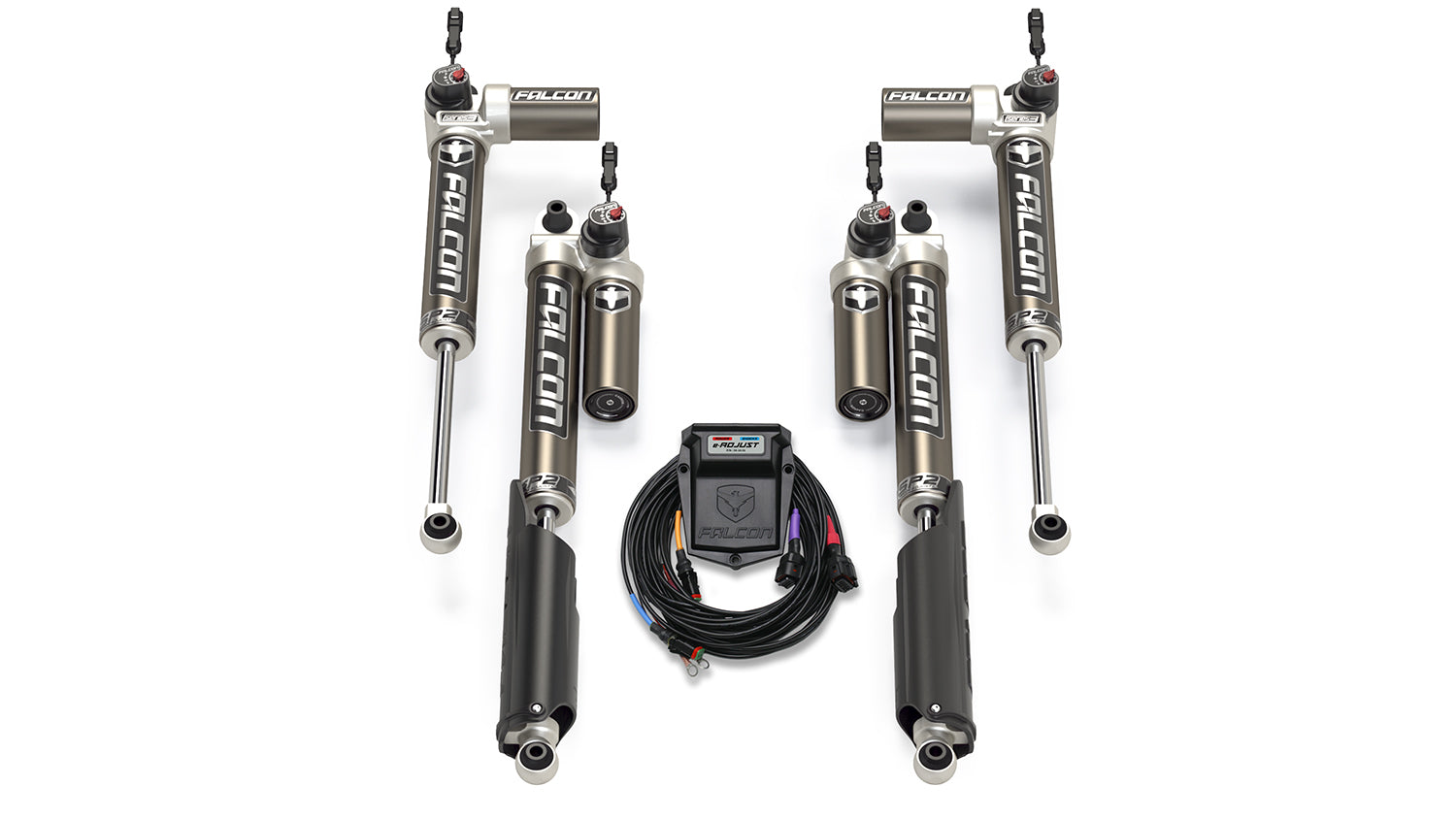Jeep Wrangler JL 4-Door 2018-2026, Falcon SP2 3.5 e-Adjust Piggyback Shock Kit, 0-1.5in Lift, EcoDiesel/4xe/Rubicon 392