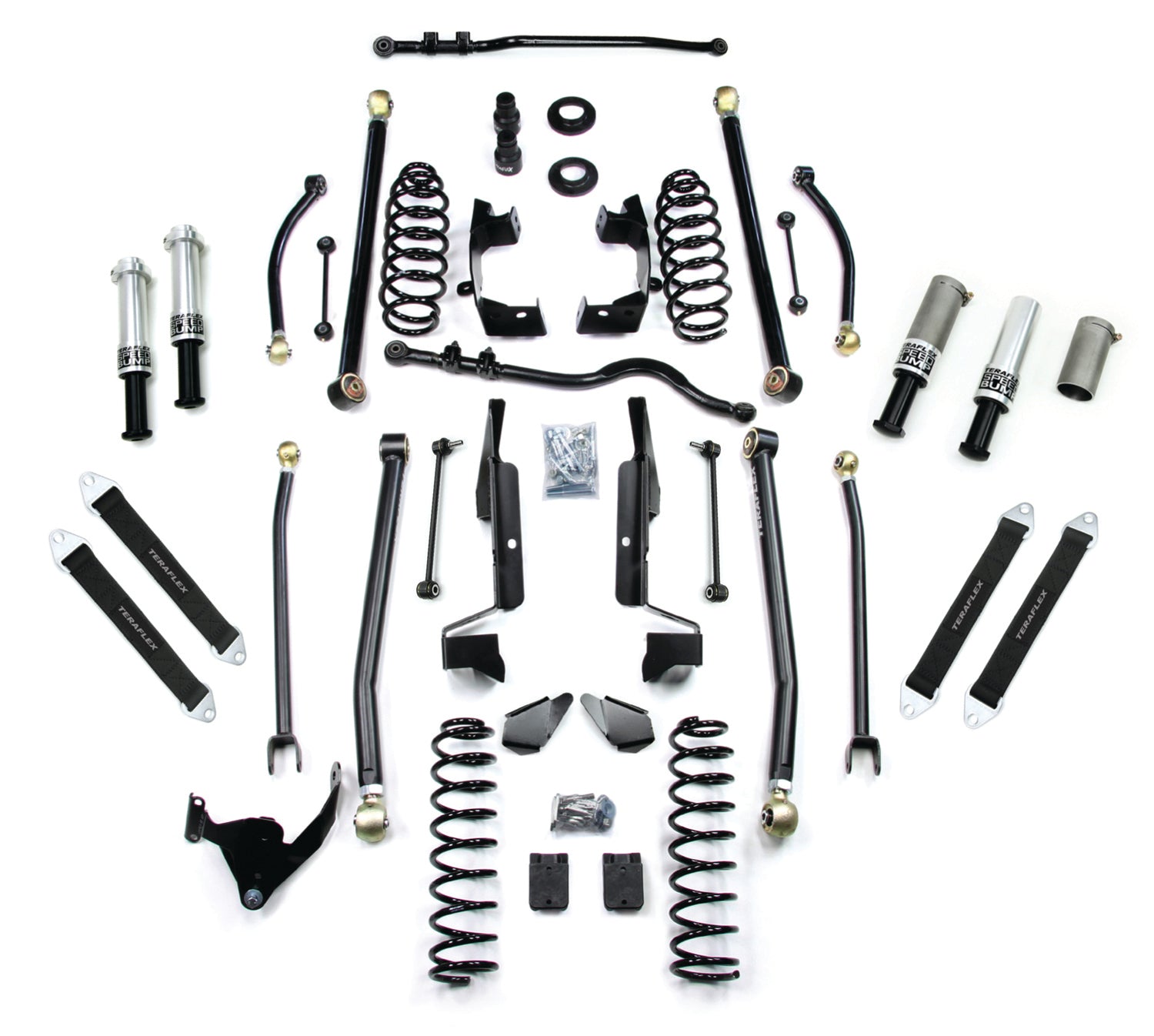 Jeep Wrangler JK 4-Door 2007-2018, TeraFlex 4in Alpine CT4 Prerunner Long Arm Suspension System, No Shocks