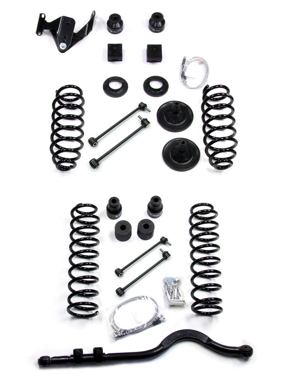 Jeep Wrangler JK 4-Door 2007-2018, TeraFlex 4in Coil Spring Base Lift Kit with Front Track Bar, No Shocks