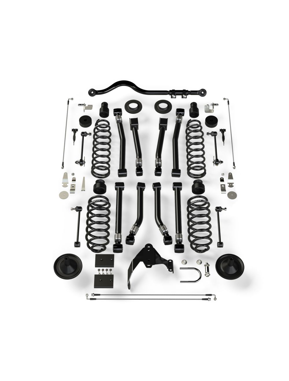 Jeep Wrangler JK 2-Door 2007-2018, TeraFlex 4in Suspension System with 8 Alpine Short Control Arms, No Shocks