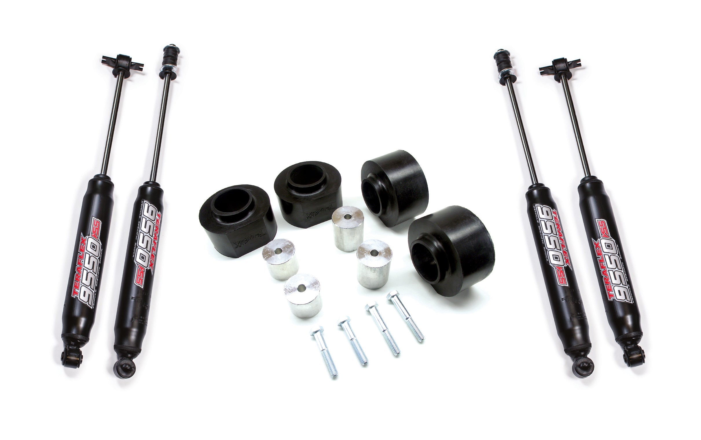 Jeep Wrangler TJ 1997-2006, TeraFlex 2in Performance Spacer Lift Kit with 9550 VSS Twin-Tube Shocks