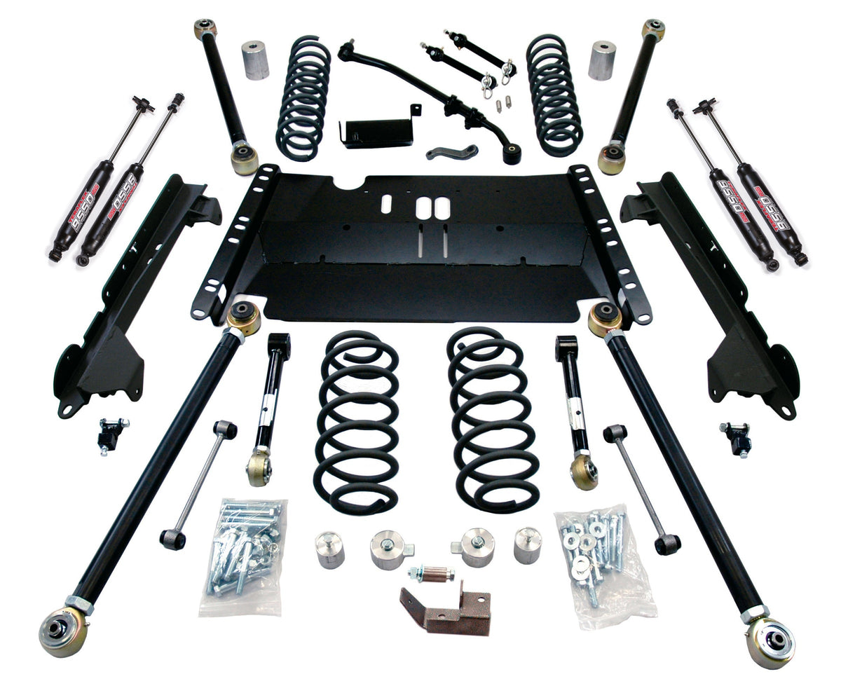 Jeep Wrangler TJ 1997-2006, TeraFlex SWB 4in Enduro LCG Long Arm Suspension System with 9550 VSS Twin-Tube Shocks