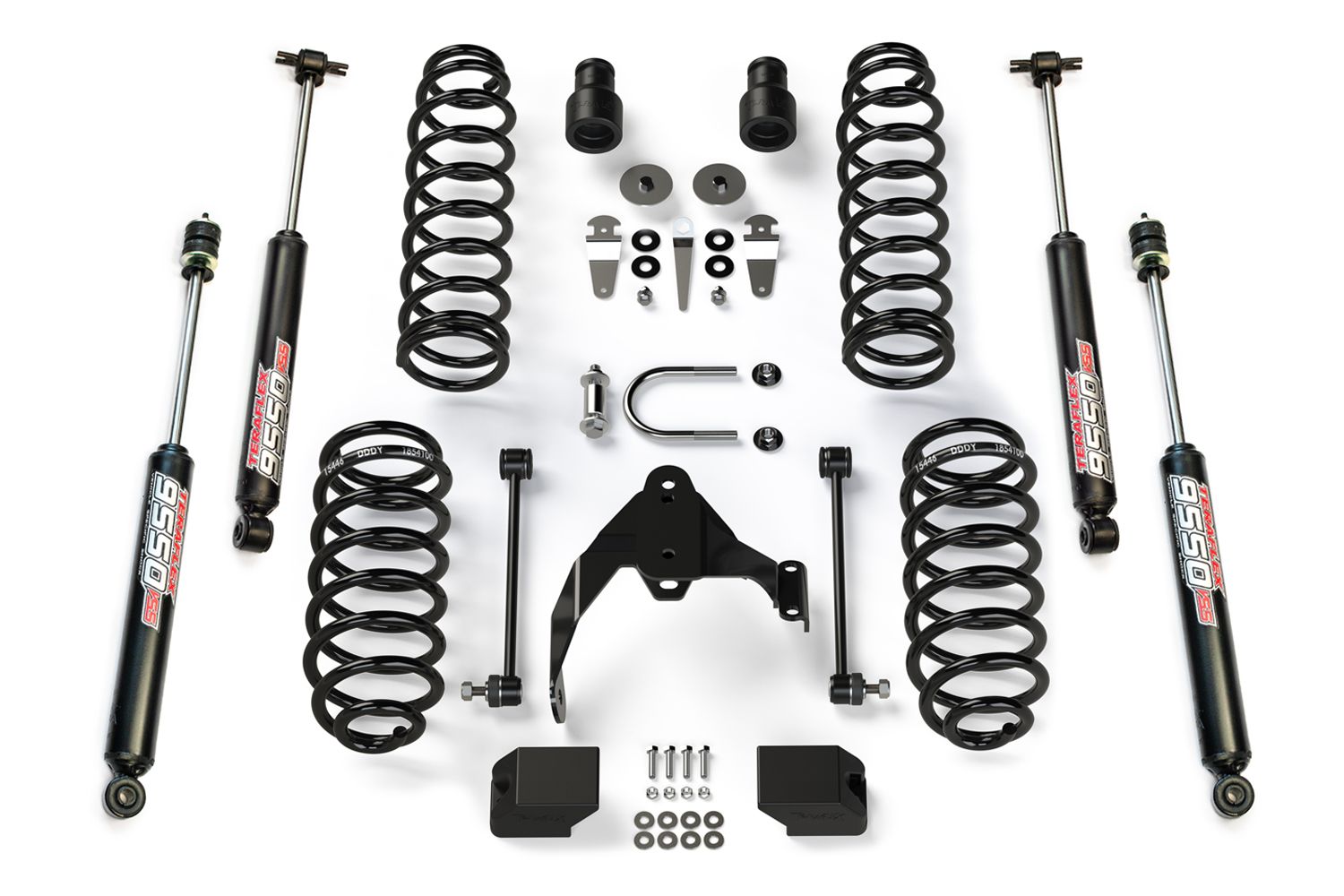 Jeep Wrangler JK 4-Door 2007-2018, TeraFlex 2.5in Coil Spring Base Lift Kit with 9550 VSS Twin-Tube Shocks