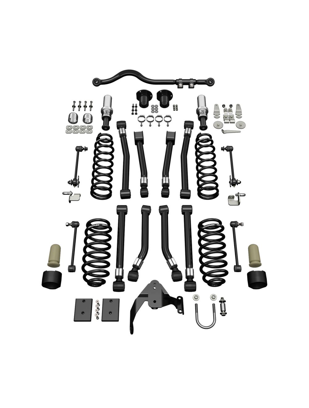 Jeep Wrangler JK 4-Door 2007-2018, TeraFlex 3in Alpine CT3 Short Arm Suspension System, No Shocks