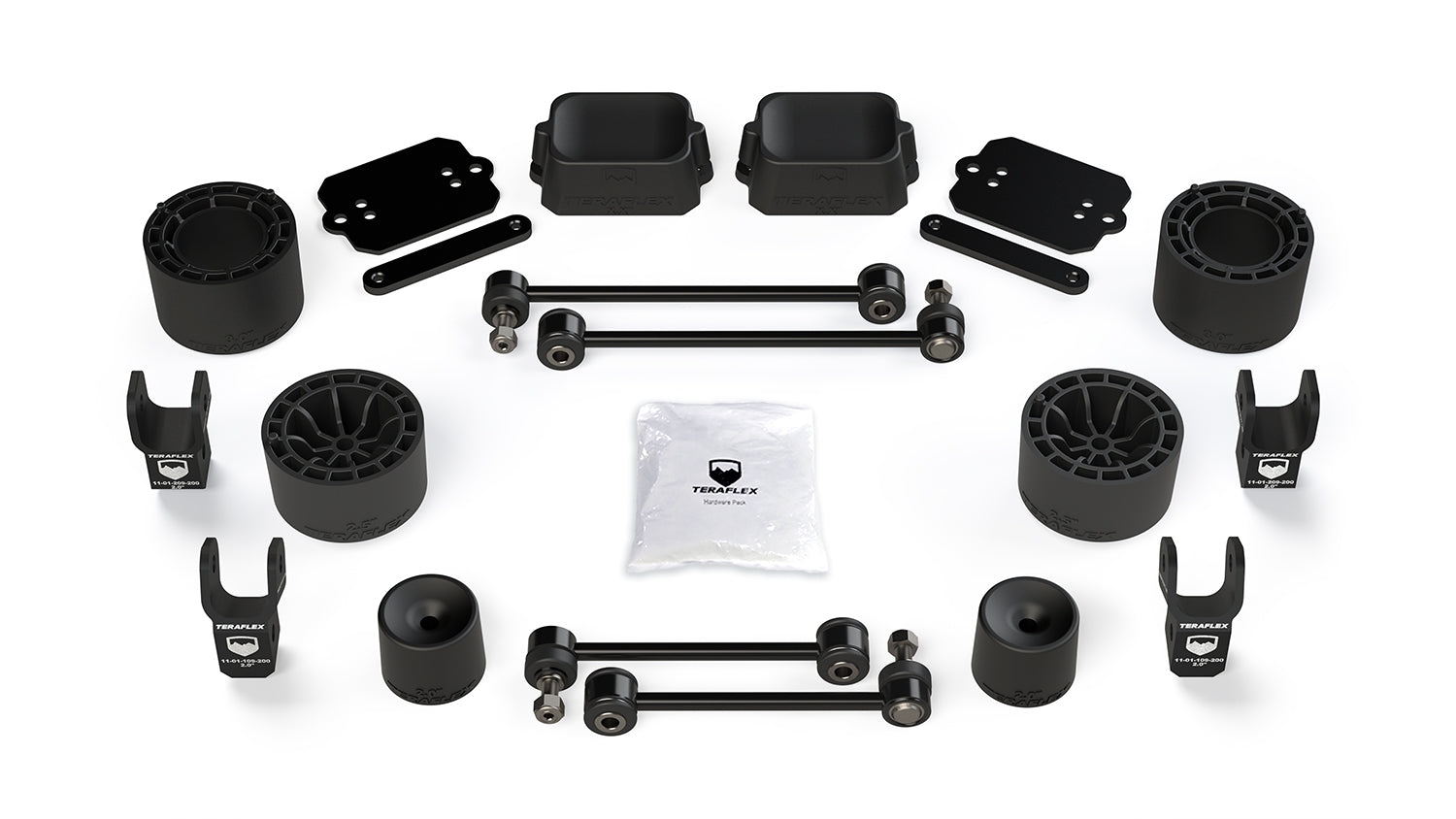 Jeep Wrangler JK/JL 4-Door 2007-2026, TeraFlex Rubicon 2.5in Performance Spacer Lift Kit with Shock Extensions