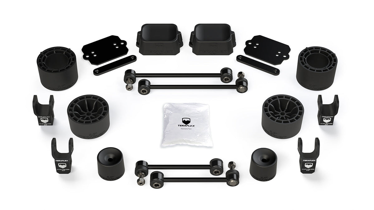 Jeep Wrangler JK/JL 4-Door 2007-2026, TeraFlex Rubicon 2.5in Performance Spacer Lift Kit with Shock Extensions