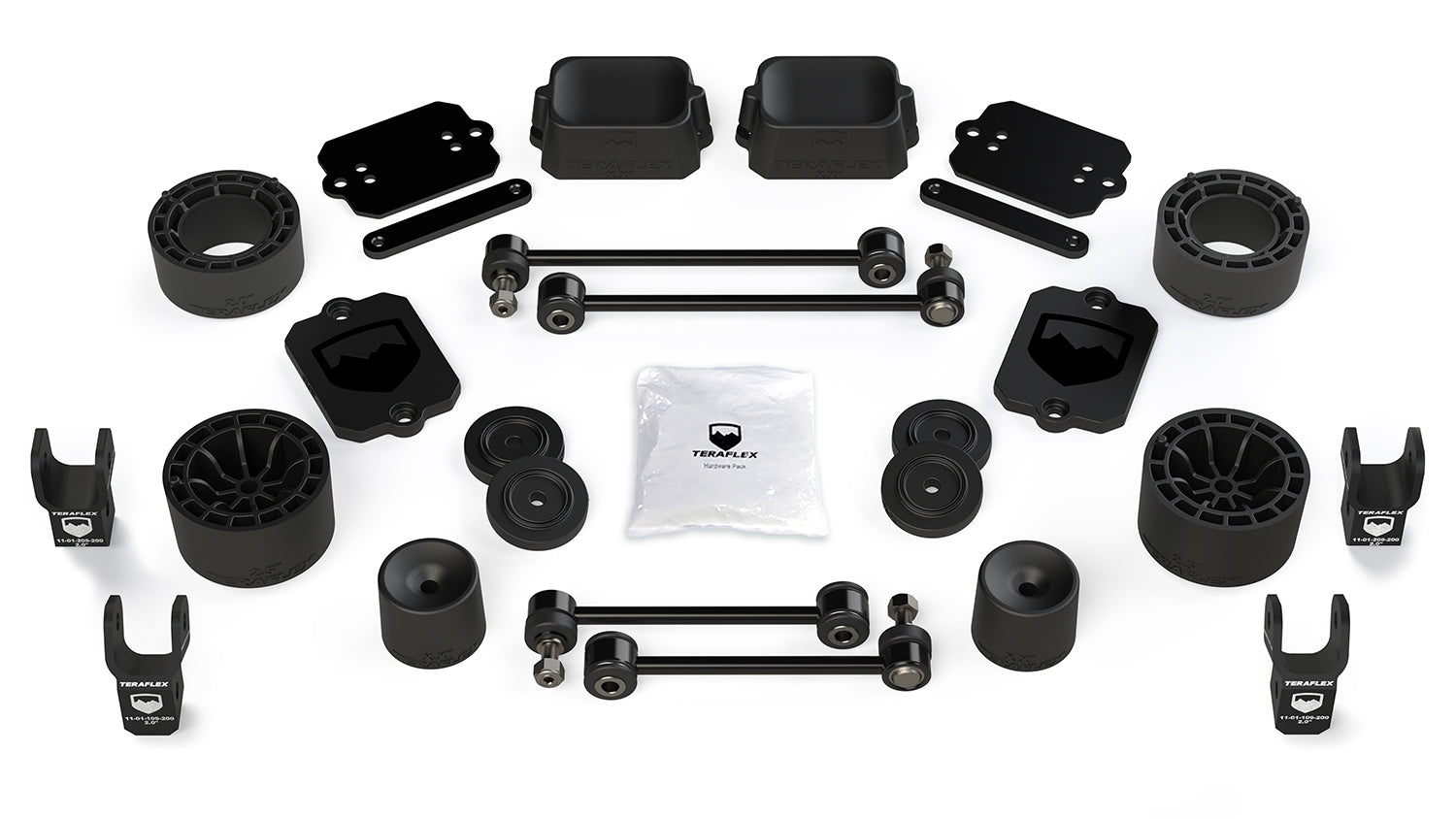 Jeep Wrangler JK/JL 2-Door 2007-2026, TeraFlex Sport/Sahara 2.5in Performance Spacer Lift Kit with Shock Extensions