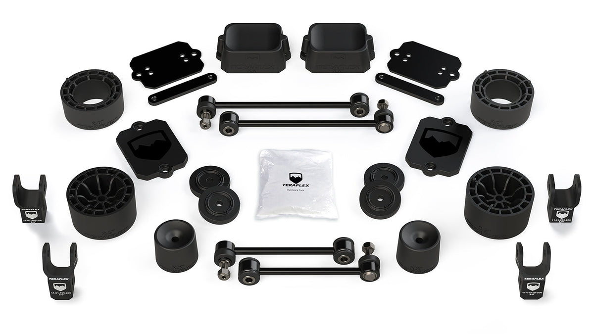 Jeep Wrangler JK/JL 2-Door 2007-2026, TeraFlex Sport/Sahara 2.5in Performance Spacer Lift Kit with Shock Extensions