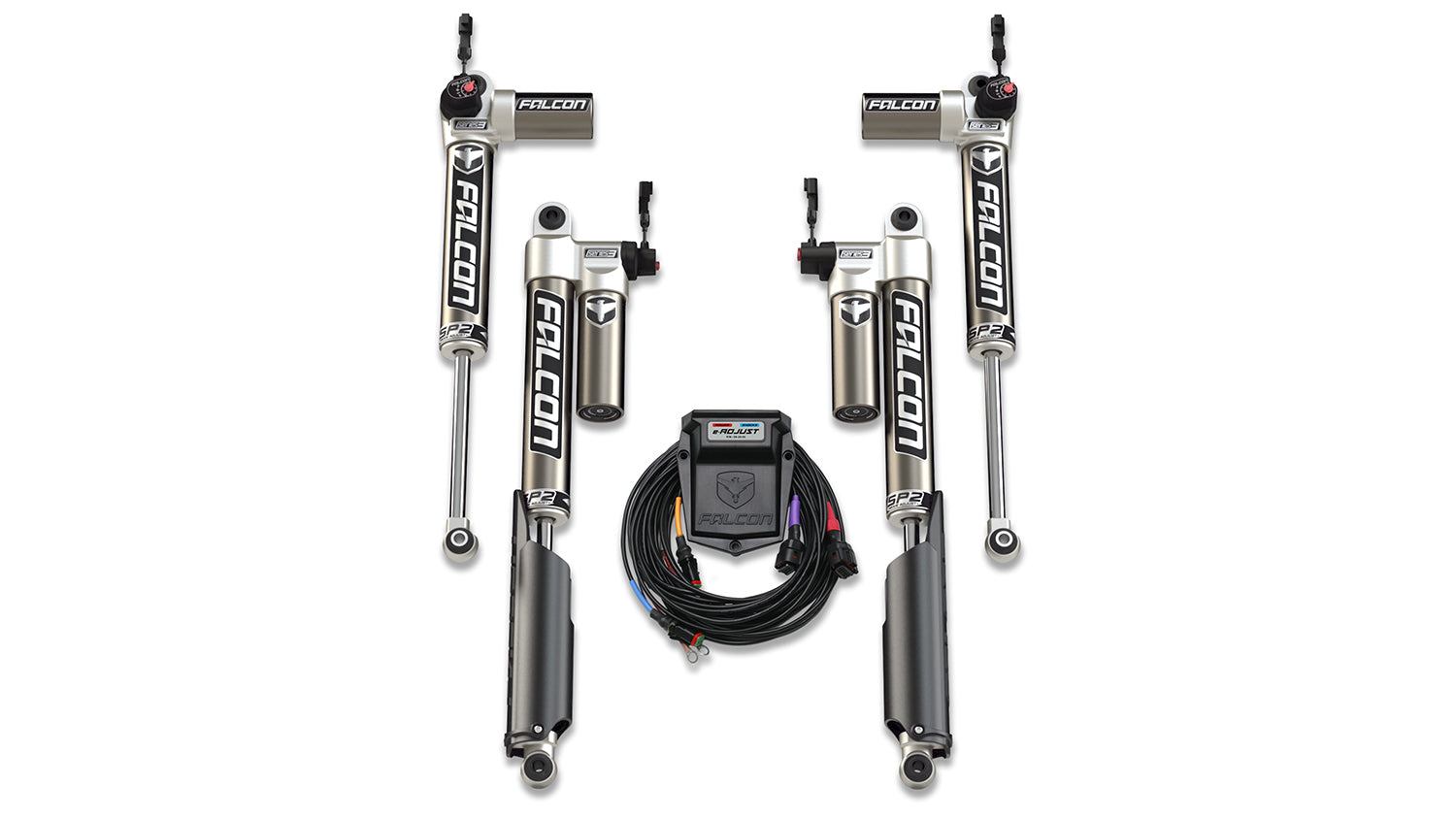 Jeep Gladiator JT 2020-2026, Falcon SP2 3.5 e-Adjust Piggyback Shock Kit, 0-1.5in Lift, EcoDiesel