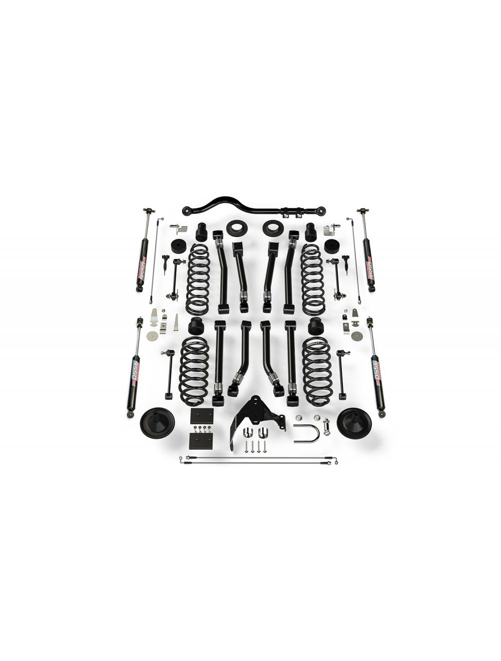 Jeep Wrangler JK 2-Door 2007-2018, TeraFlex 4in Suspension System with 8 Alpine Short Control Arms and 9550 VSS Twin-Tube Shocks