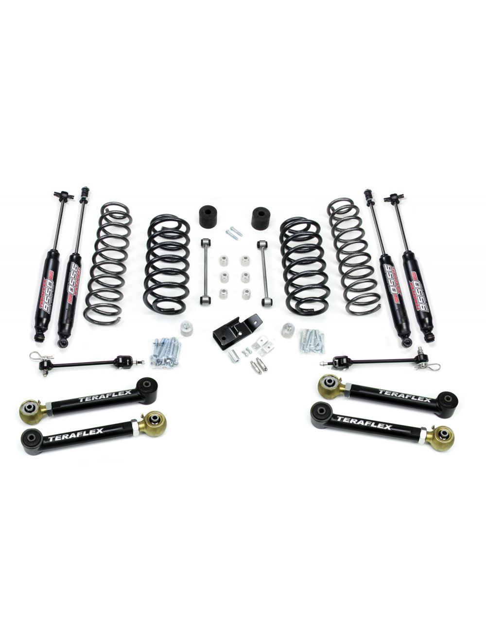 Jeep Wrangler TJ 1997-2006, TeraFlex 4in Suspension System with 4 Short Control Arms and 9550 VSS Shocks