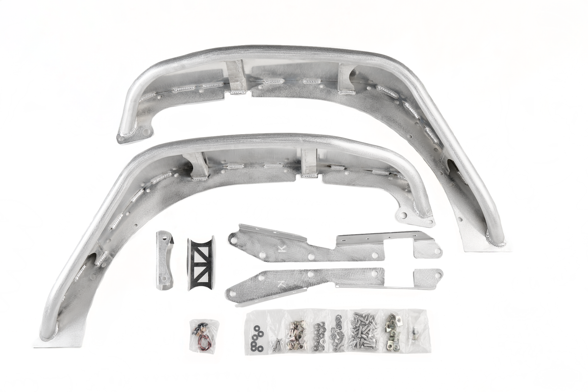 Jeep Wrangler JK 2007-2018, Combat Off Road Full Assault Aluminum Fender Kit, Front, Raw, view 4