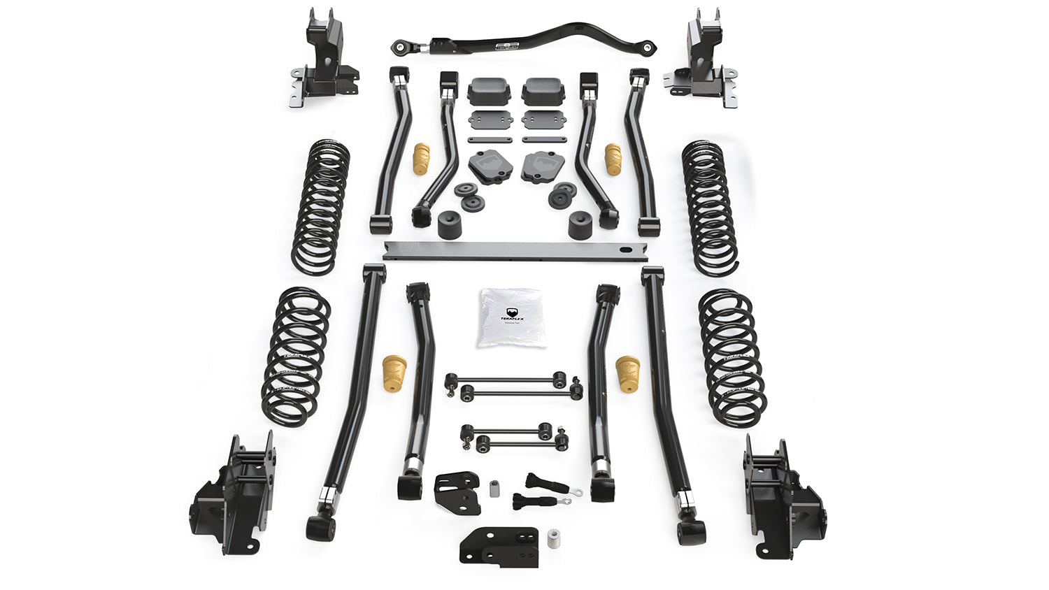 Jeep Wrangler JK/JL 4-Door 2007-2026, TeraFlex 4.5in Alpine CT4 Long Arm Suspension System, No Shocks