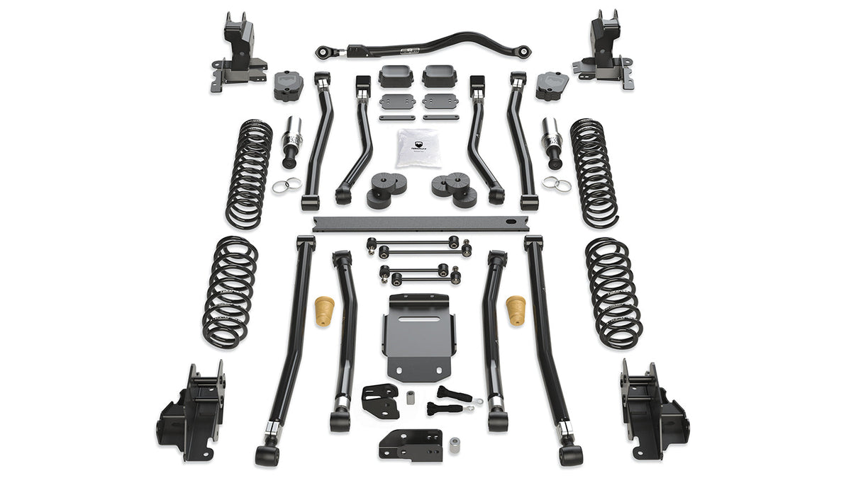 Jeep Wrangler JK/JL 4-Door 2007-2026, TeraFlex 4.5in Alpine RT4 Long Arm Suspension System, No Shocks