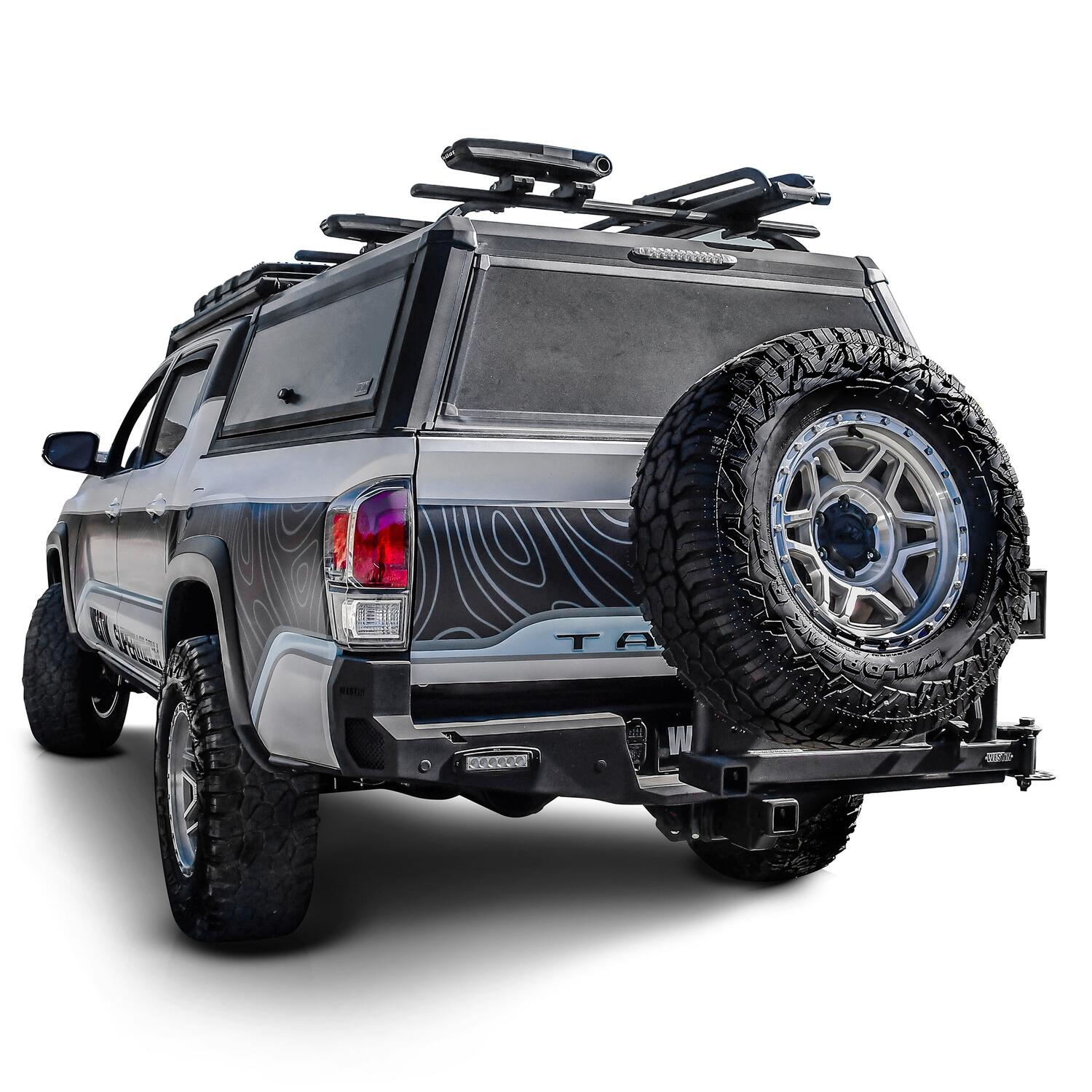 Toyota Tacoma 3rd Gen 2016-2023, Westin EXP Truck Cap with Solid Front Glass, 60.5in Bed, Matte Black, view 12