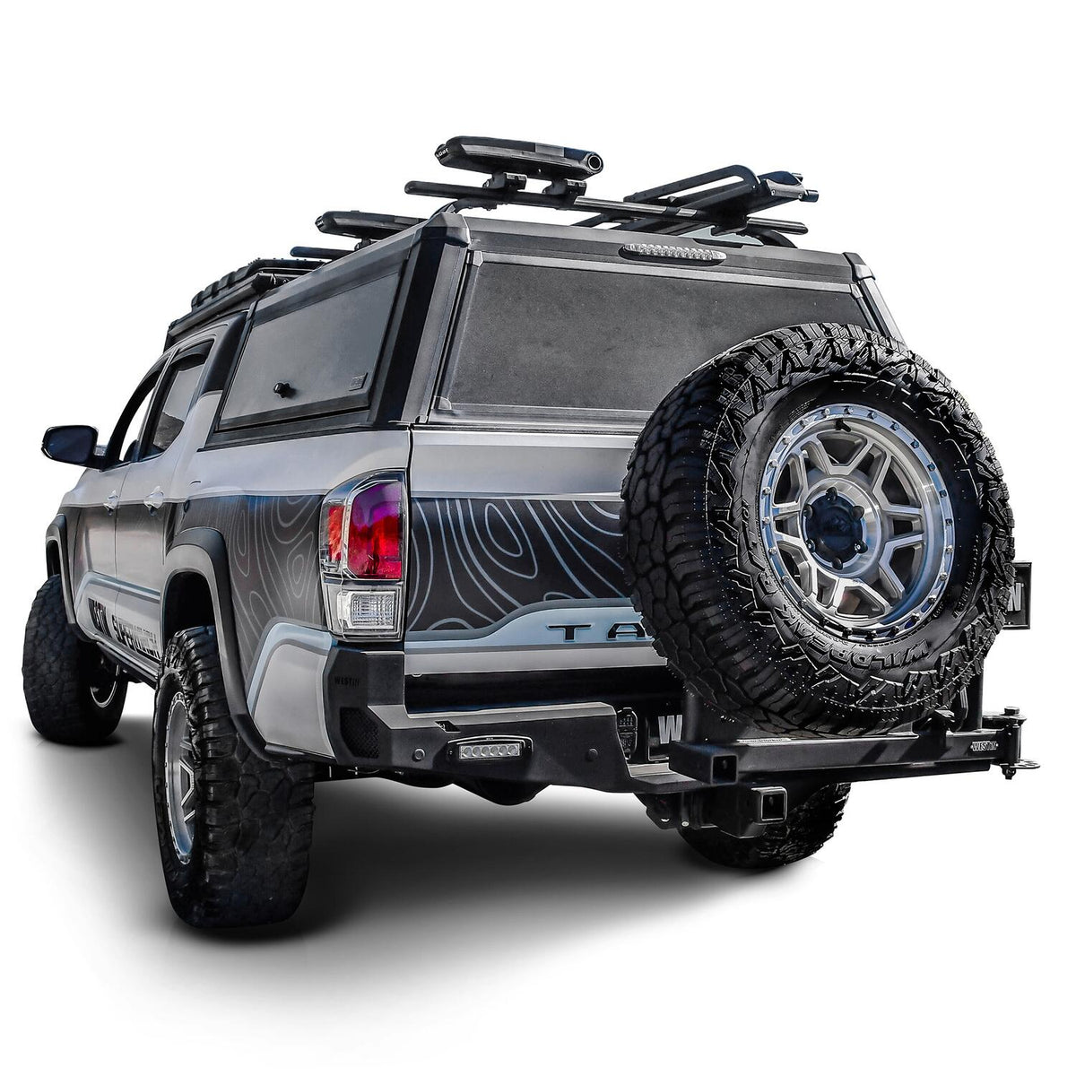 Toyota Tacoma 3rd Gen 2016-2023, Westin EXP Truck Cap with Solid Front Glass, 60.5in Bed, Matte Black, view 12