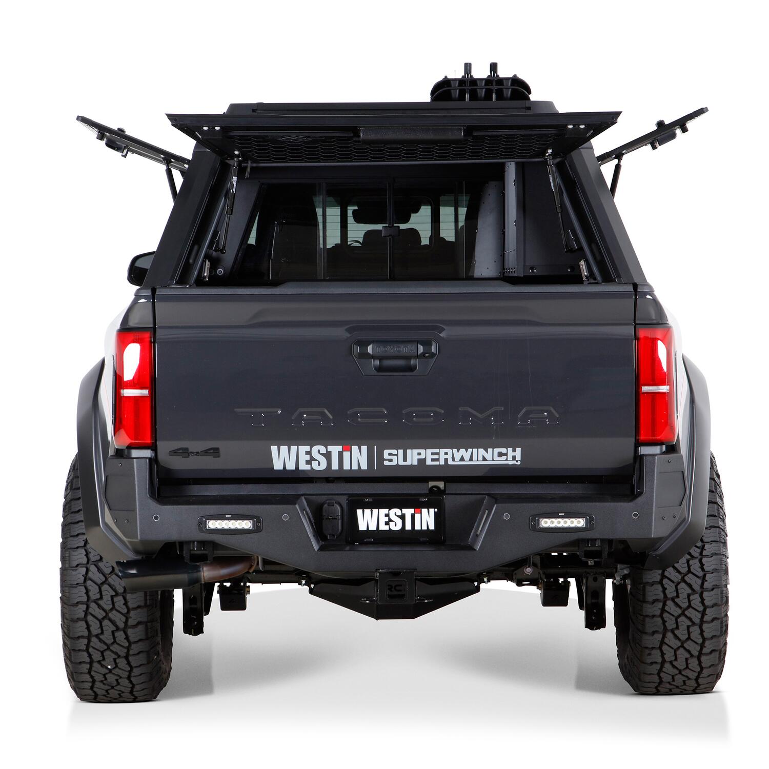 Toyota Tacoma 4th Gen 2024-2026, Westin EXP Truck Cap with Solid Front Glass, 60.3in Bed, Matte Black, view 12