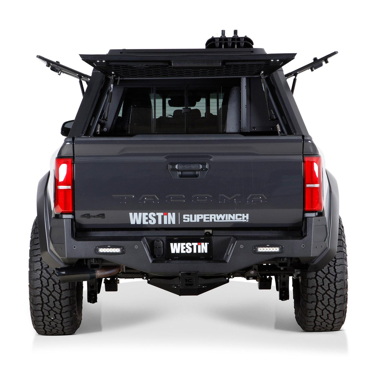 Toyota Tacoma 4th Gen 2024-2026, Westin EXP Truck Cap with Solid Front Glass, 60.3in Bed, Matte Black, view 12