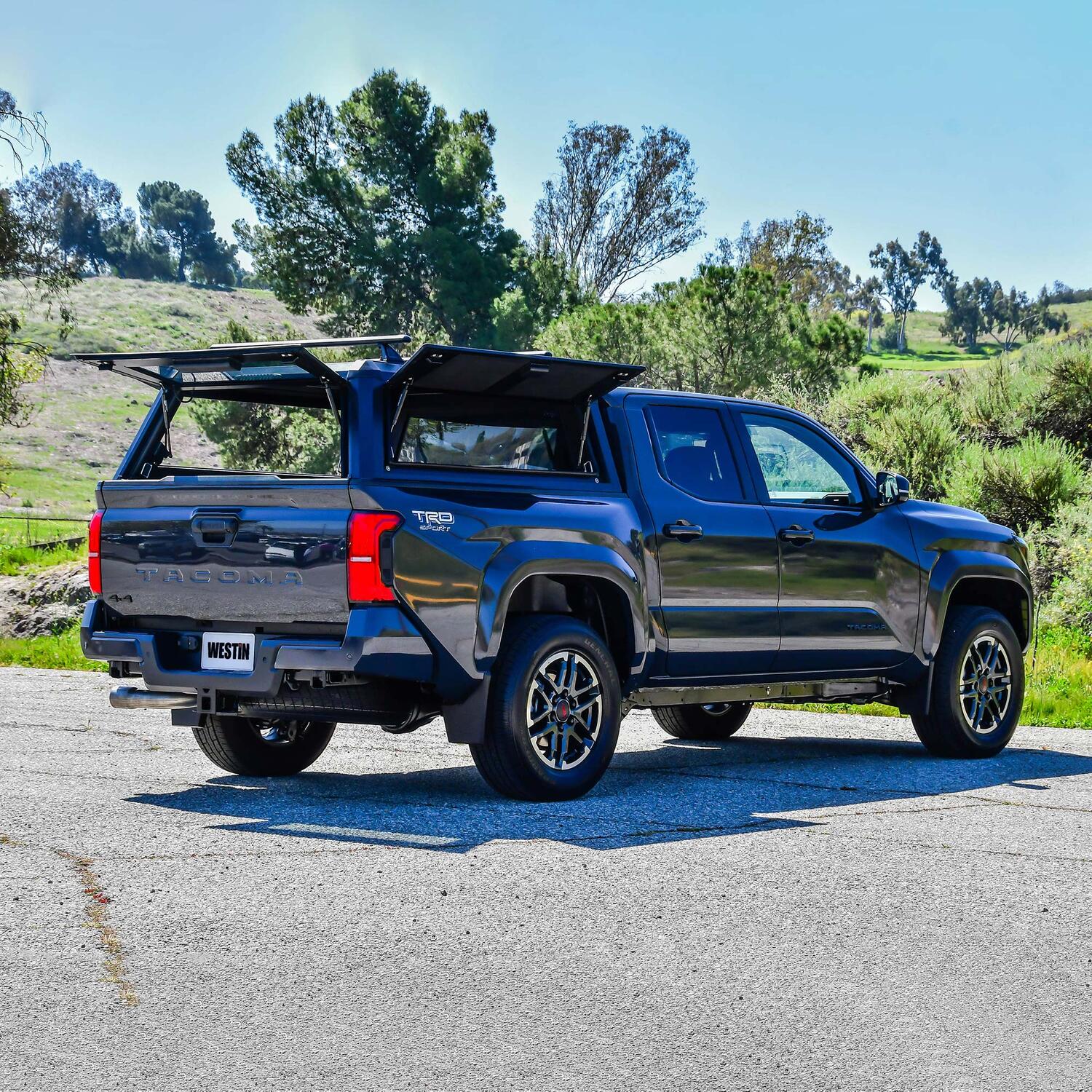 Toyota Tacoma 4th Gen 2024-2026, Westin EXP Truck Cap with Solid Front Glass, 60.3in Bed, Matte Black, view 13
