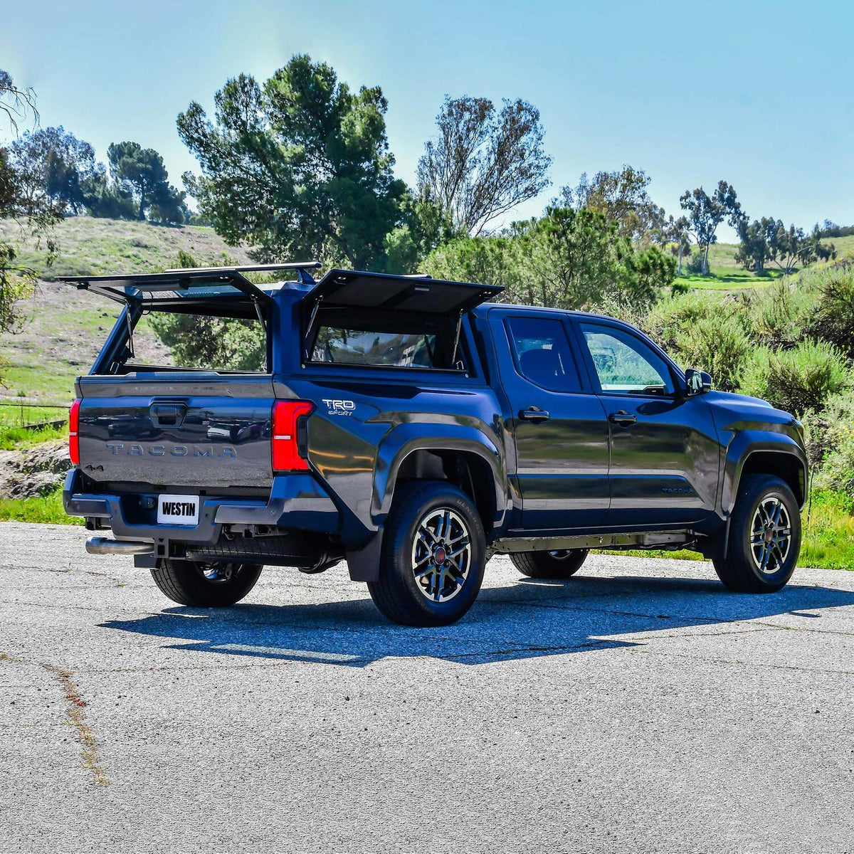 Toyota Tacoma 4th Gen 2024-2026, Westin EXP Truck Cap with Solid Front Glass, 60.3in Bed, Matte Black, view 13