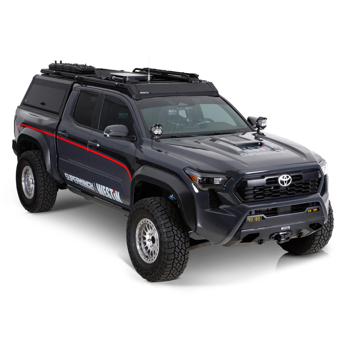 Toyota Tacoma 4th Gen 2024-2026, Westin EXP Truck Cap with Solid Front Glass, 60.3in Bed, Matte Black, view 14