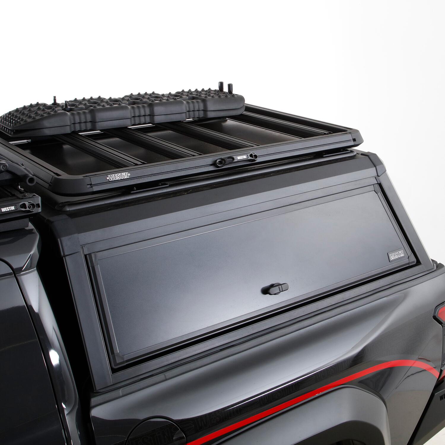 Toyota Tacoma 4th Gen 2024-2026, Westin EXP Truck Cap with Solid Front Glass, 60.3in Bed, Matte Black, view 15