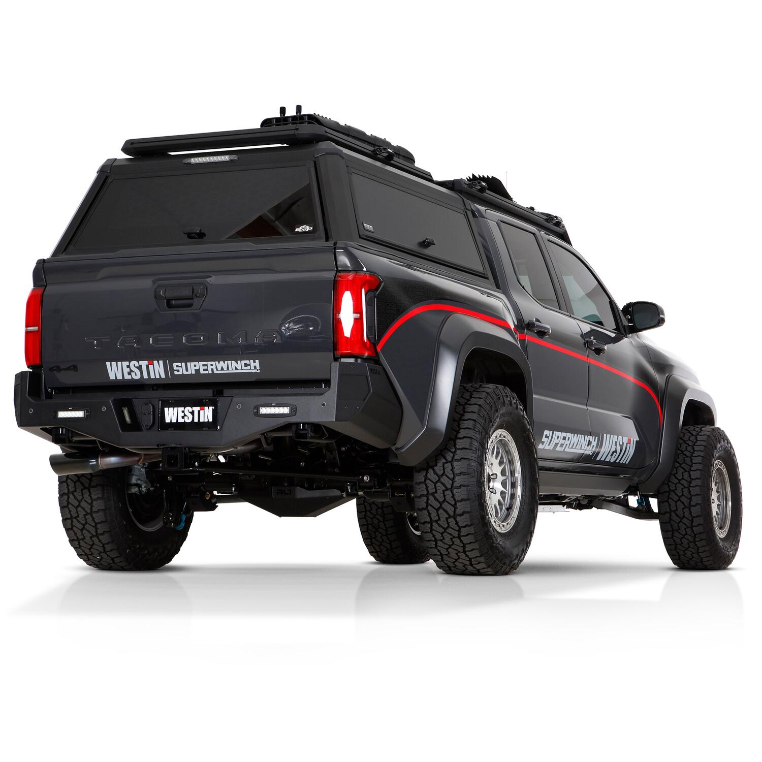 Toyota Tacoma 4th Gen 2024-2026, Westin EXP Truck Cap with Solid Front Glass, 60.3in Bed, Matte Black, view 19