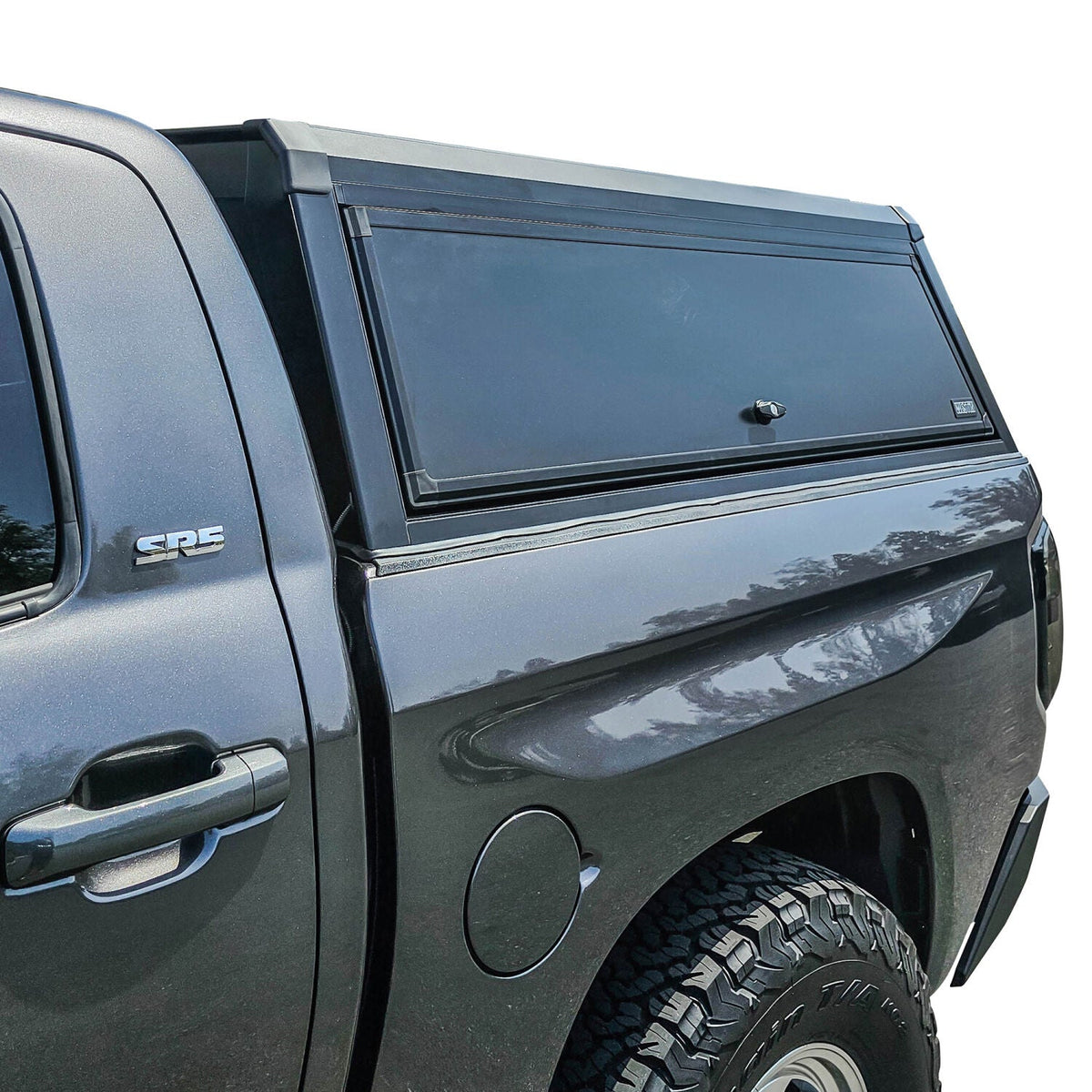 Toyota Tundra 2nd Gen 2007-2021 66.7in Bed, Westin EXP Truck Cap with Sliding Front Glass, Matte Black, view 6
