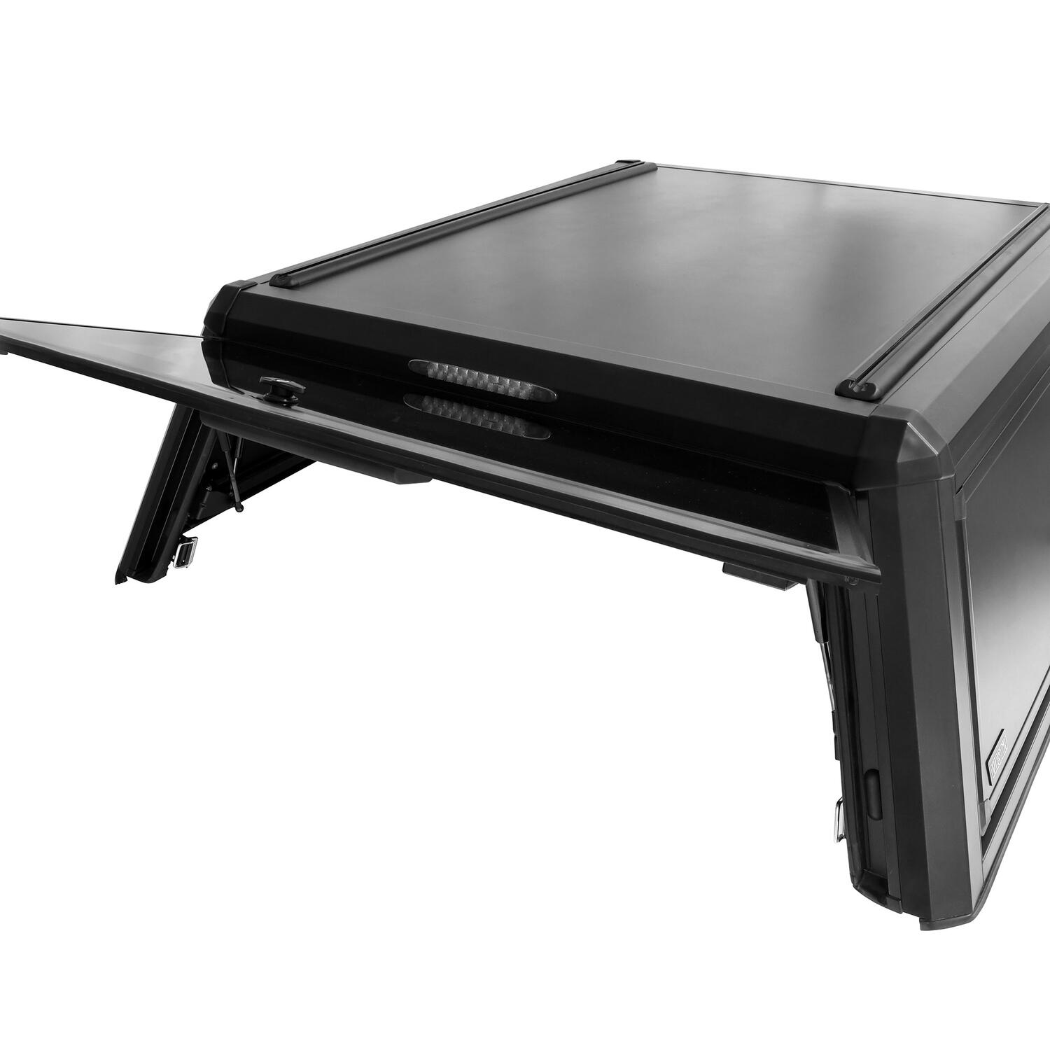 Toyota Tundra 2nd Gen 2007-2021, Westin EXP Truck Cap with Solid Front Glass, 66.7in Bed, Matte Black, view 9