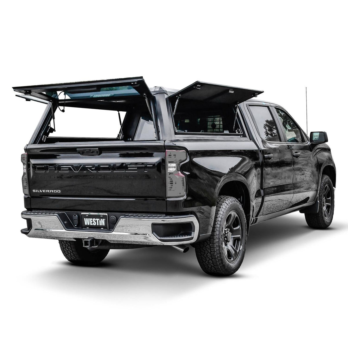 Chevrolet Silverado 1500 & GMC Sierra 1500 2019-2026, Westin EXP Truck Cap with Solid Front Glass, 69.9in Bed, Matte Black, view 11