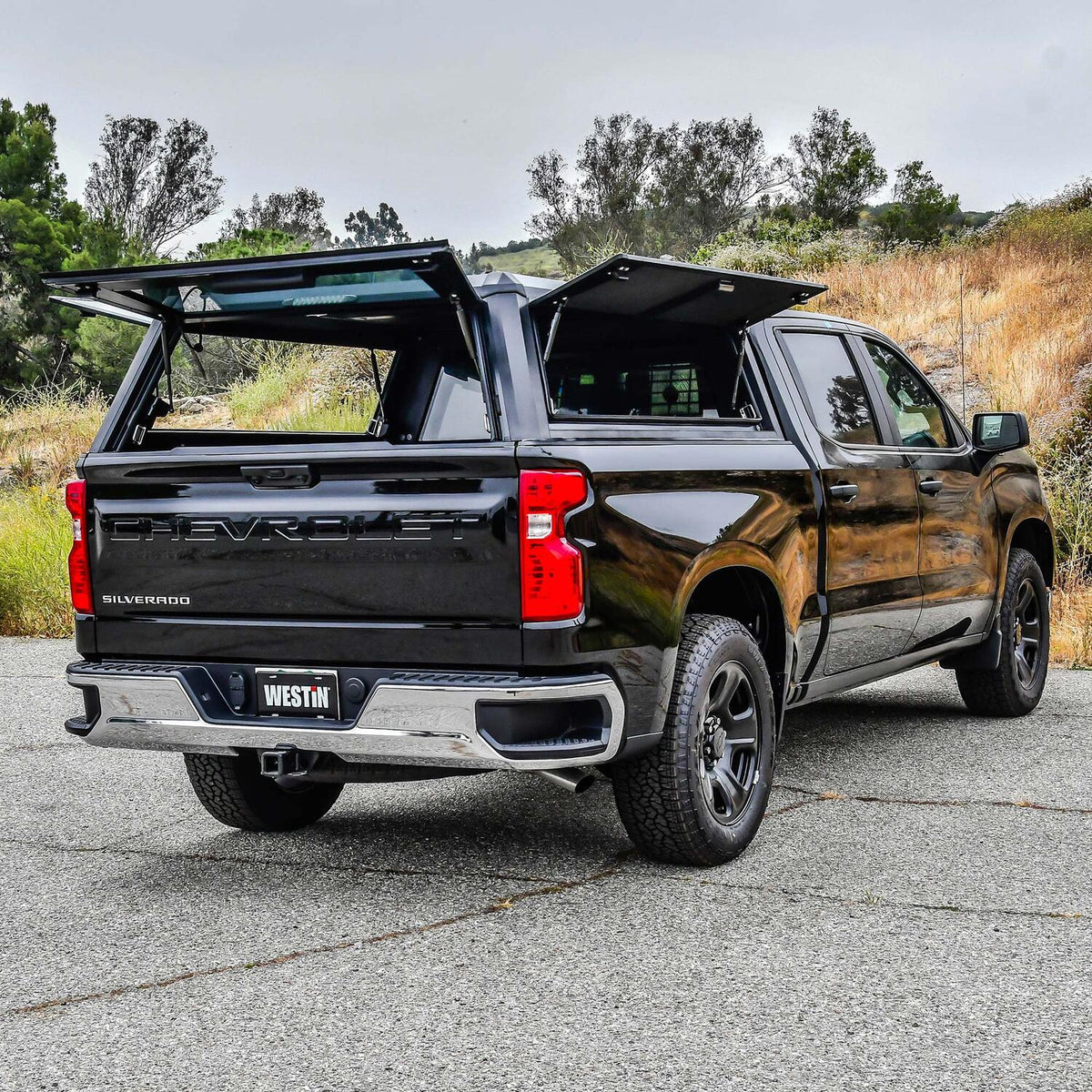 Chevrolet Silverado 1500 & GMC Sierra 1500 2019-2026, Westin EXP Truck Cap with Solid Front Glass, 69.9in Bed, Matte Black, view 12