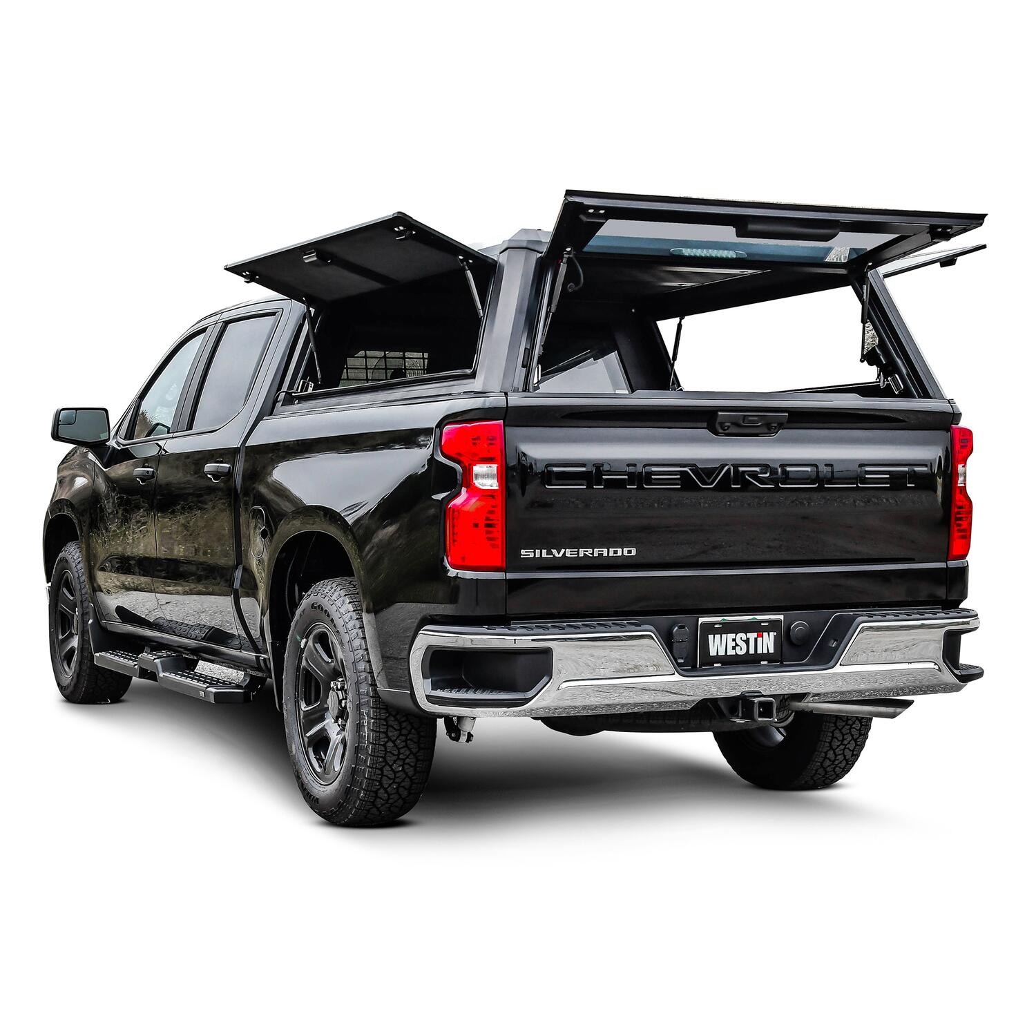 Chevrolet Silverado 1500 & GMC Sierra 1500 2019-2026, Westin EXP Truck Cap with Solid Front Glass, 69.9in Bed, Matte Black, view 13