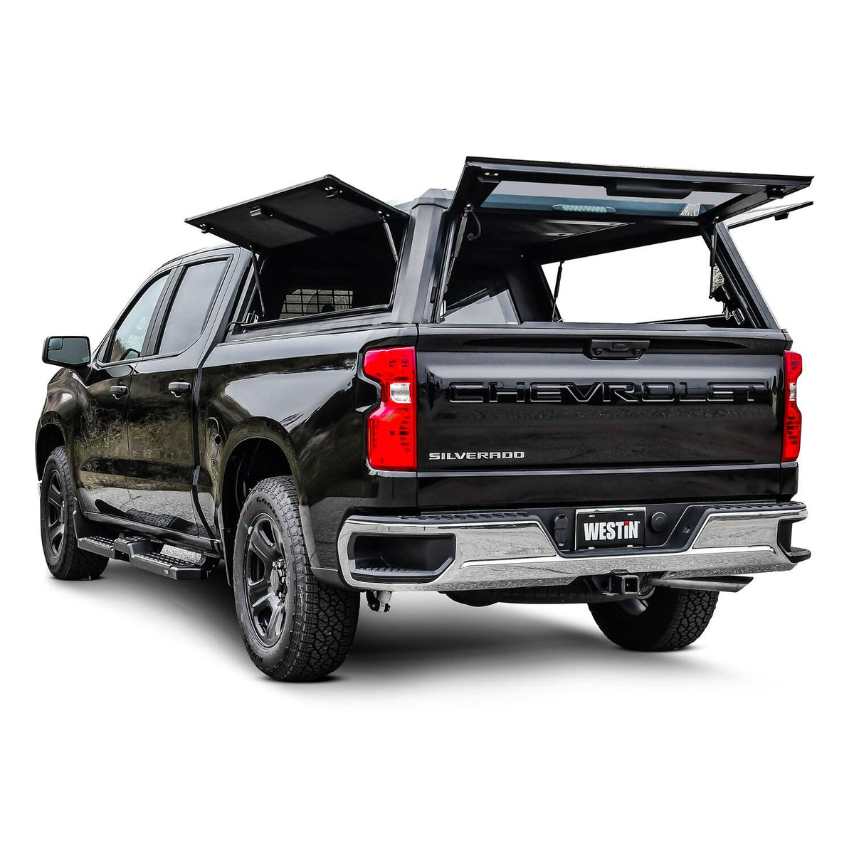Chevrolet Silverado 1500 & GMC Sierra 1500 2019-2026, Westin EXP Truck Cap with Solid Front Glass, 69.9in Bed, Matte Black, view 13