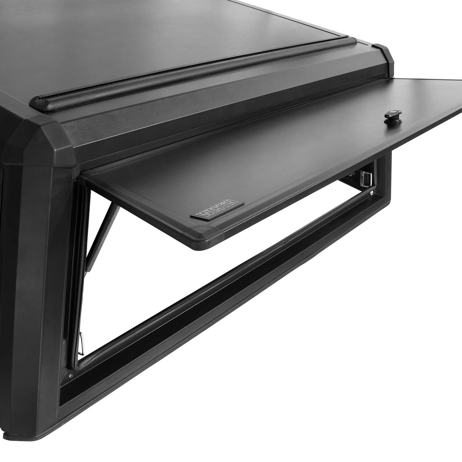 Chevrolet Silverado 1500 & GMC Sierra 1500 2019-2026, Westin EXP Truck Cap with Solid Front Glass, 69.9in Bed, Matte Black, view 6