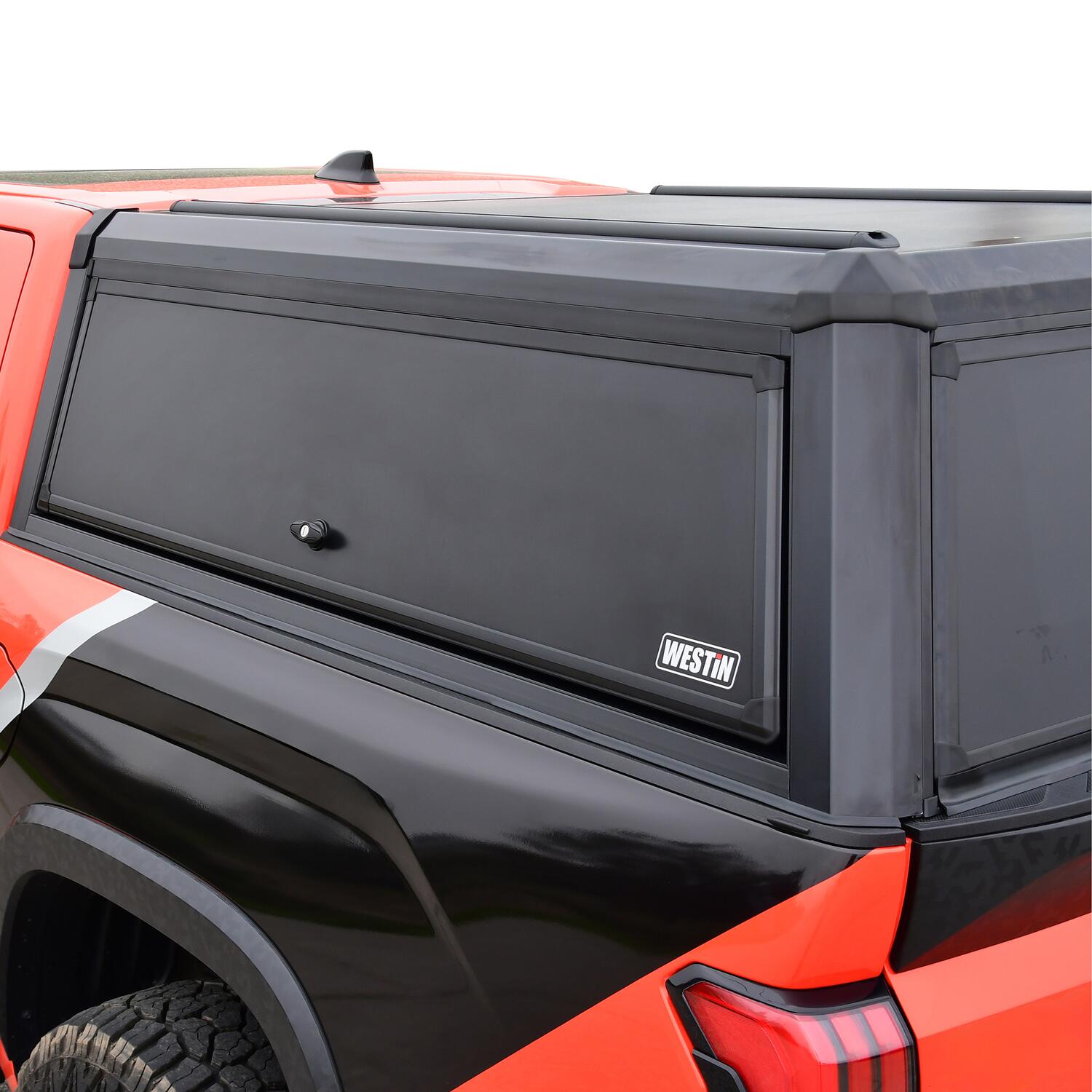 Toyota Tundra 3rd Gen 2022-2026, Westin EXP Truck Cap with Solid Front Glass, 66.7in Bed, Matte Black, view 14
