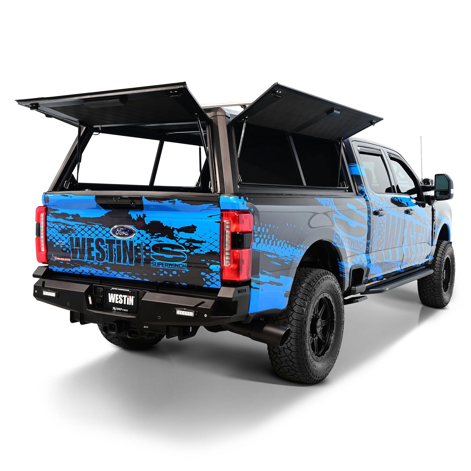 Ford F-250/F-350 Super Duty 2023-2026, Westin EXP Truck Cap with Solid Front Glass, 81.9in Bed, Matte Black, view 12