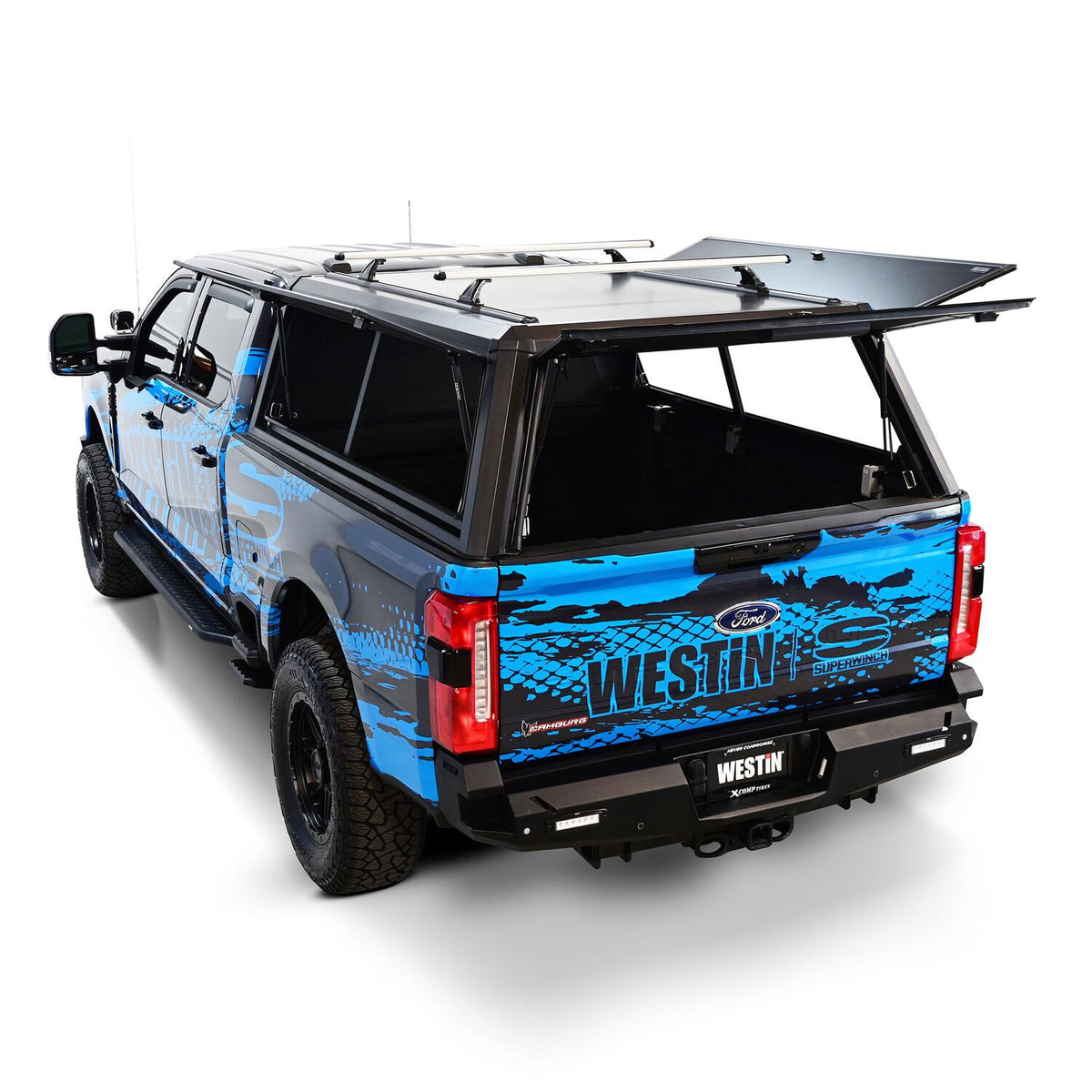 Ford F-250/F-350 Super Duty 2023-2026, Westin EXP Truck Cap with Solid Front Glass, 81.9in Bed, Matte Black, view 15