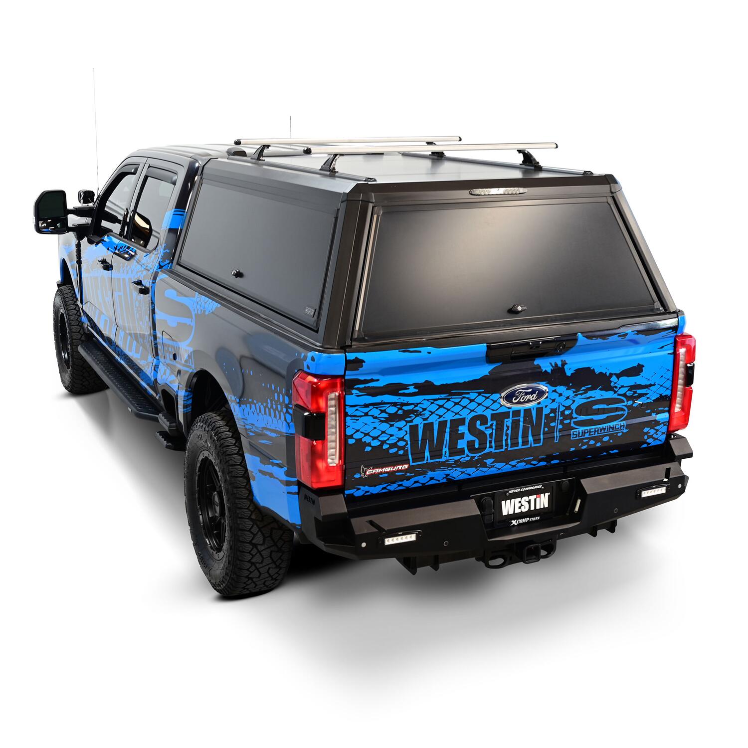 Ford F-250/F-350 Super Duty 2023-2026, Westin EXP Truck Cap with Solid Front Glass, 81.9in Bed, Matte Black
