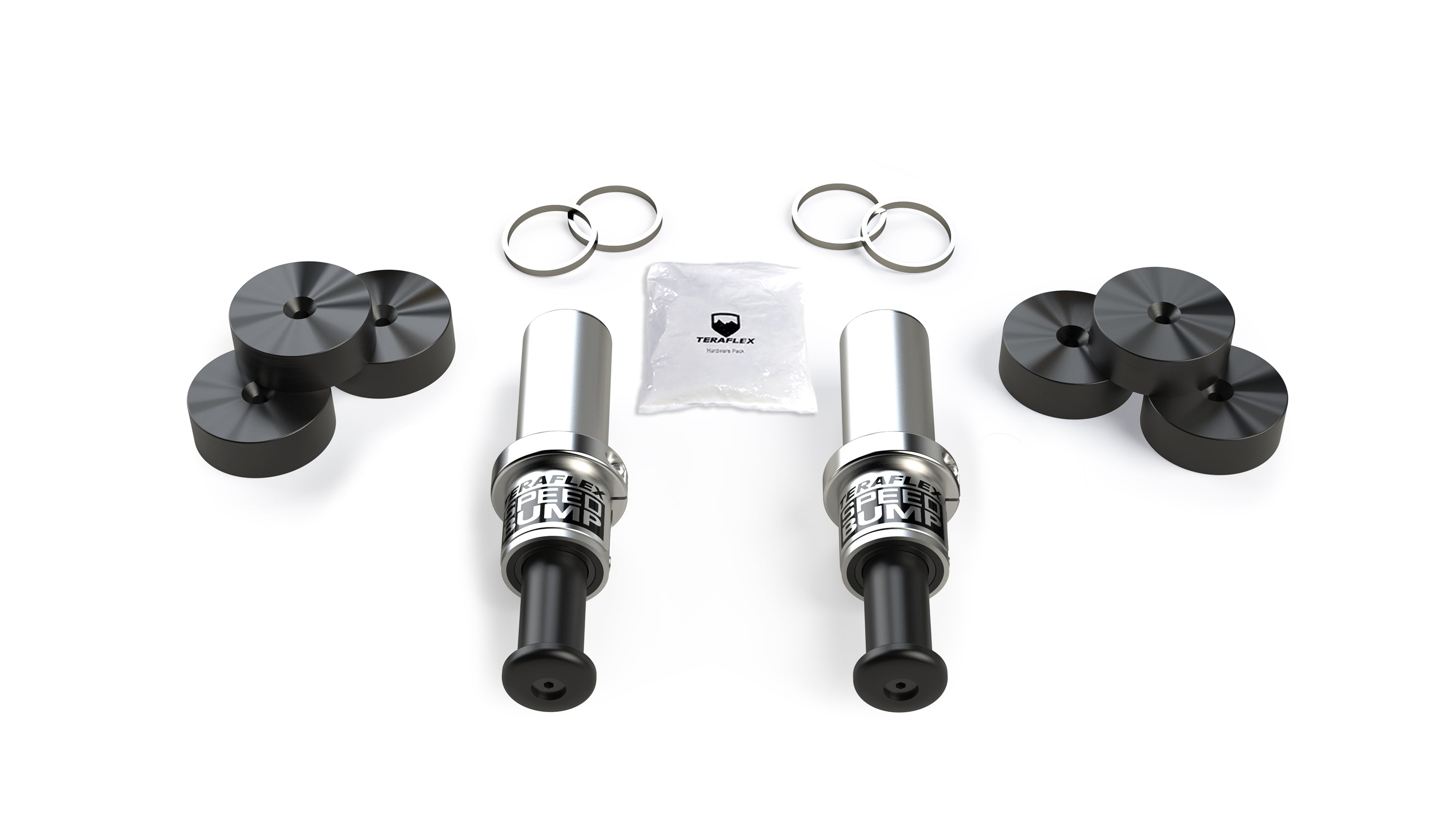 Jeep Wrangler JK/JL & Gladiator JT 2007-2026, TeraFlex 3in-Stroke SpeedBump Bump Stop Kit, Front, 4.5in Lift