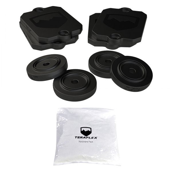 Jeep Wrangler JK/JL 2007-2026, TeraFlex 0.5in Bump Stop Strike Pad Shim Kit, Front and Rear