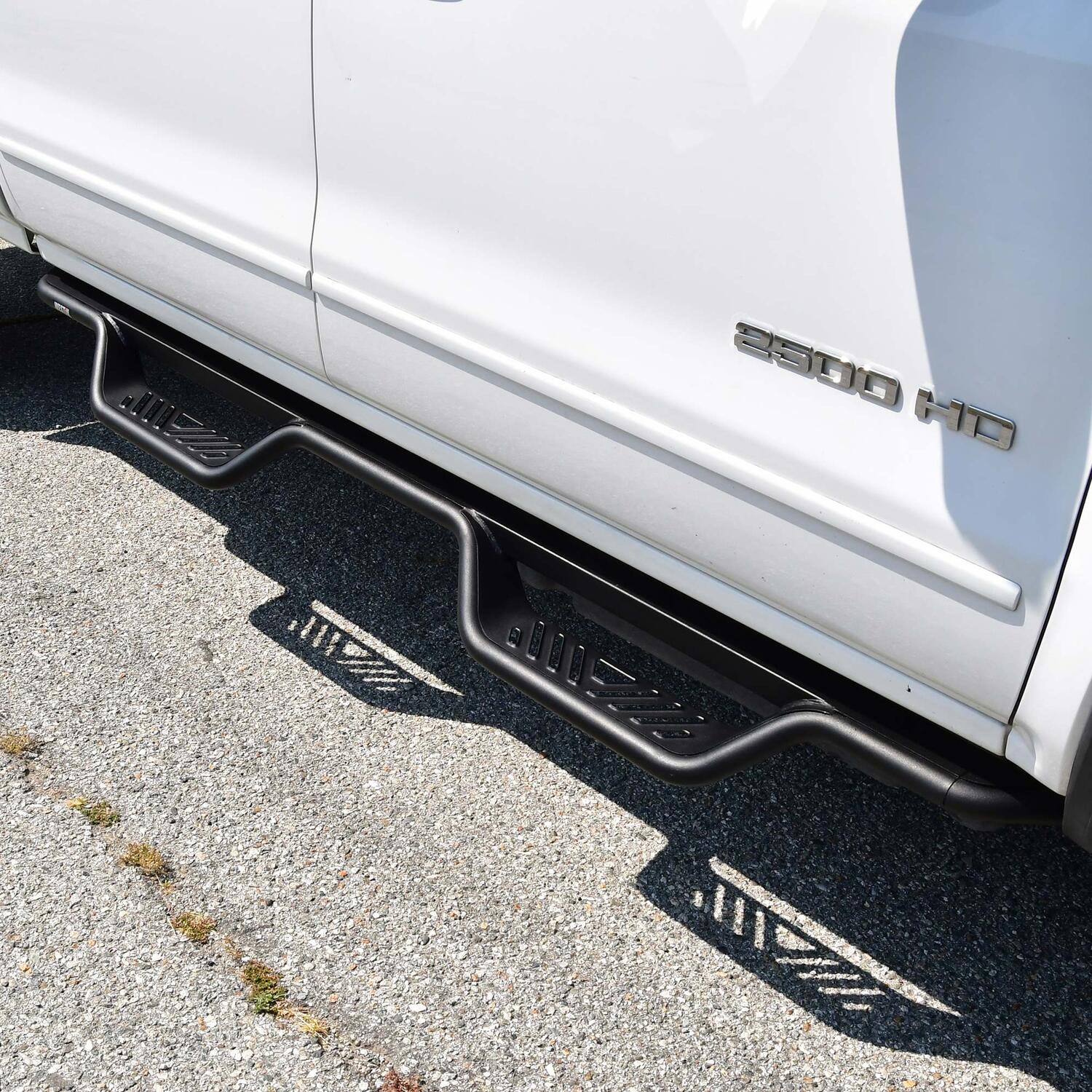 Chevrolet Silverado & GMC Sierra 2001-2019, Westin Outlaw Drop Nerf Step Bars, Crew Cab, Textured Black, view 7