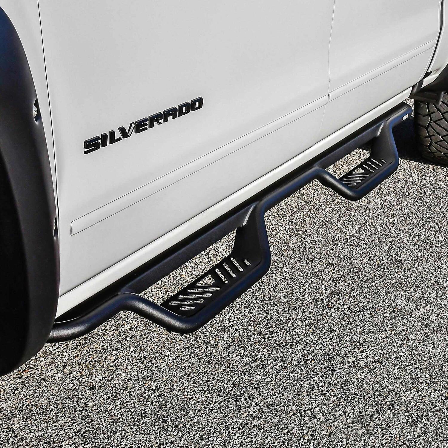 Chevrolet Silverado & GMC Sierra 2014-2019, Westin Outlaw Drop Nerf Step Bars, Crew Cab, Textured Black, view 6